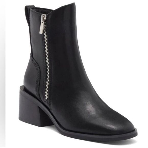 NEW Steve Madden Ruthy Black Leather Zipper Boots 9 - Picture 1 of 7